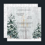 Winter Wedding Sparkle Snowflakes Pine Trees Invitation<br><div class="desc">Beautiful forest of White Birch trees with falling snow and sparkling stars. Pine trees are so pretty covered with snow.</div>