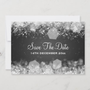 Winter Wedding Sparkling Night Black Save The Date