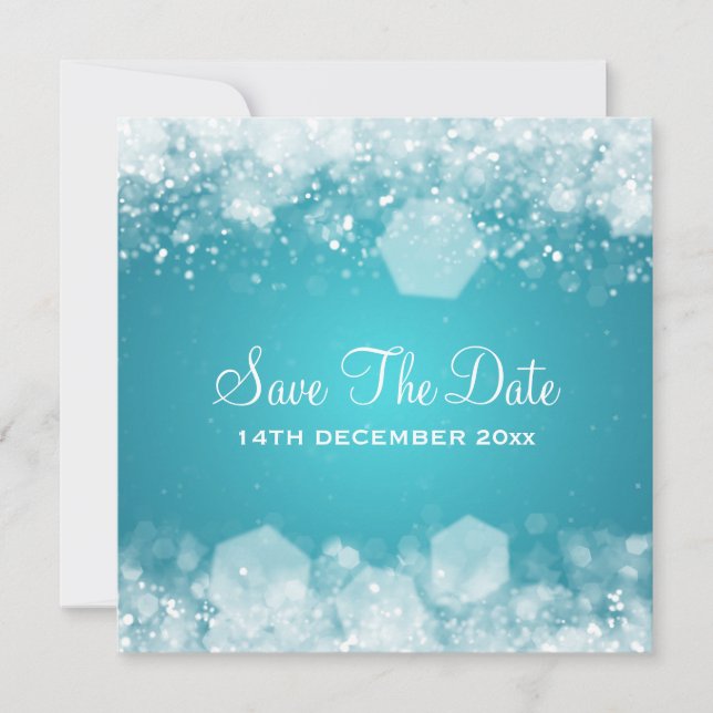 Winter Wedding Sparkling Night Blue Save The Date (Front)