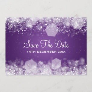 Winter Wedding Sparkling Night Purple Invitation