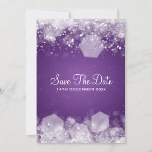 Winter Wedding Sparkling Night Purple Save The Date
