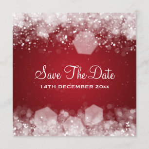 Winter Wedding Sparkling Night Red Invitation