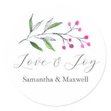 Winter Wedding Stickers Thank You Simple