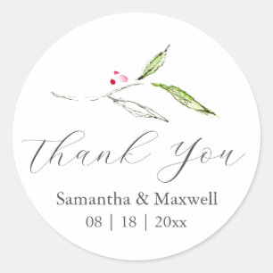 Winter Wedding Stickers Thank You Simple