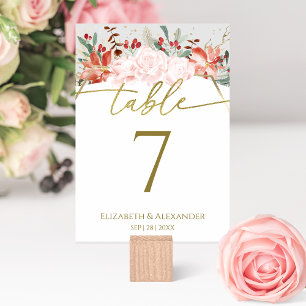 Winter Wedding Table Number Gilded Watercolor