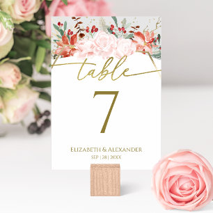 Winter Wedding Table Number Gilded Watercolor