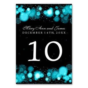 Winter Wedding Table Number Turquoise