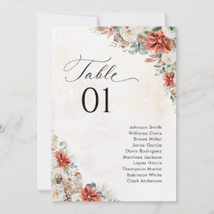Winter Wedding Table Seating Chart