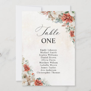 Winter Wedding Table Seating Chart