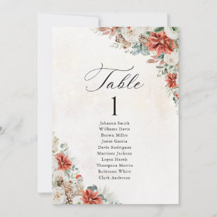 Winter Wedding Table Seating Chart Card