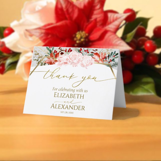 Winter Wedding Thank You Card Gilded Watercolor (Creator Uploaded)