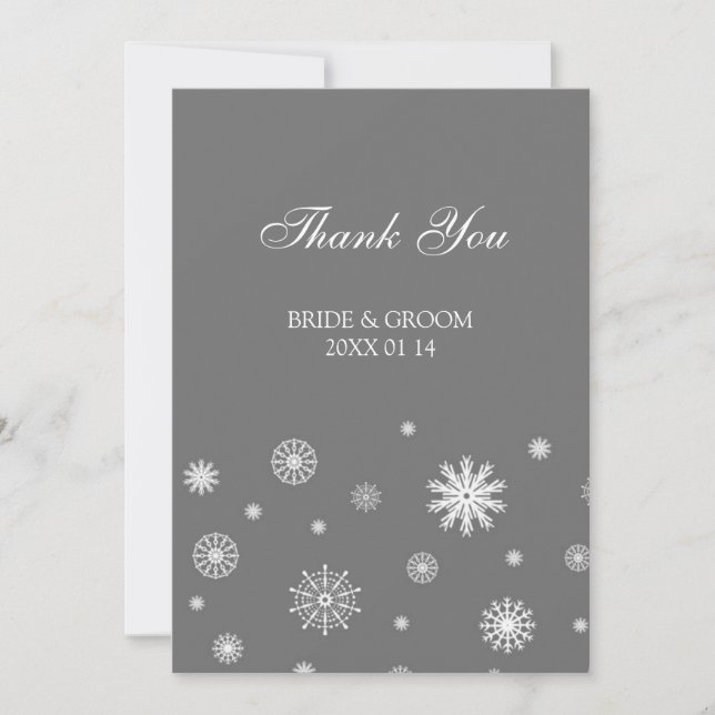 Winter Wedding Thank You Cards Grey (Front)