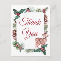 Winter Wedding Thank You Christmas Deer Floral