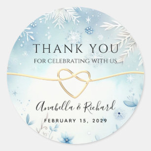 Winter Wedding Thank You Favour Classic Round Sticker