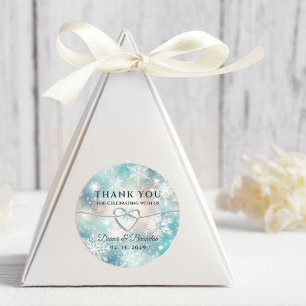Winter Wedding Thank You Favour Classic Round Sticker