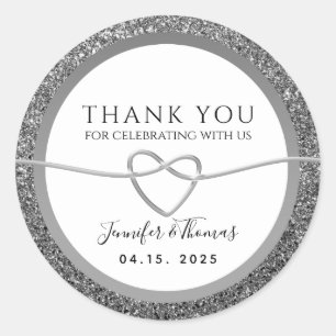Winter Wedding Thank You Favour Classic Round Sticker