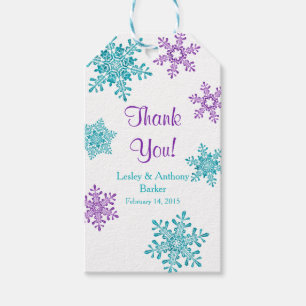 Winter Wedding Thank You Purple Teal Snowflake Gift Tags