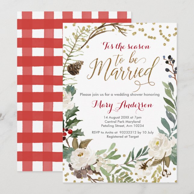 Winter Wedding, Tis the season to be married Invitation (Front/Back)