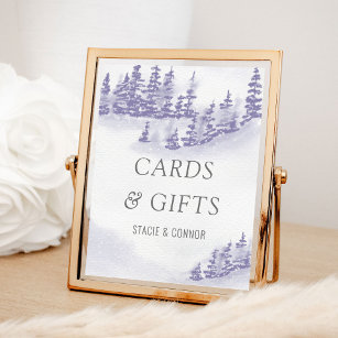 Winter Wedding Watercolor Lavender Cards & Gifts Poster