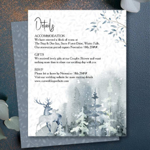 Winter Wedding Watercolor Snow Forest Details Enclosure Card