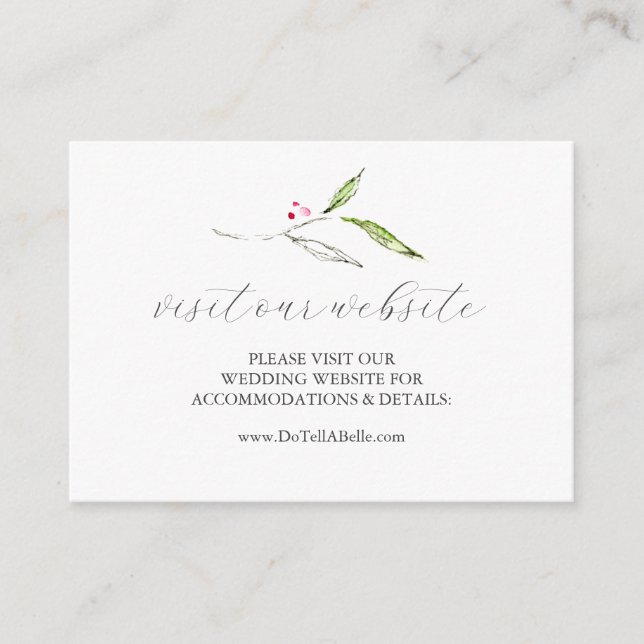Winter Wedding Website Insert Card Botanicals (Front)