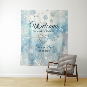 Winter Wedding Welcome Backdrop  Tapestry