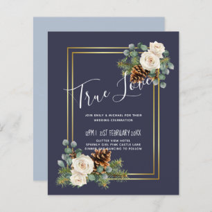 Winter Wedding White Roses Gold Dusty Blue