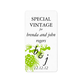 Winter Wedding Wine Bottle Label Green