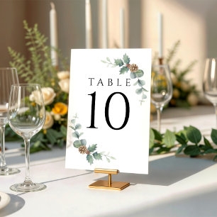 Winter Wedding Wreath w Fir Branches & Eucalyptus Table Number