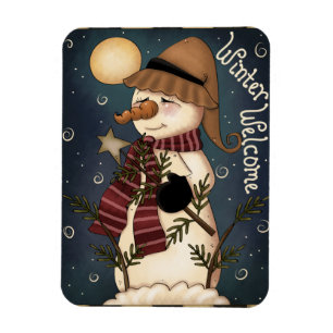 Winter Welcome Snowman Premium Magnet