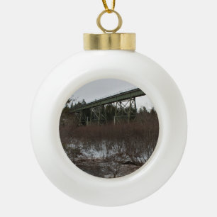 Winter Wentworth Train Trestle Ceramic Ball Christmas Ornament