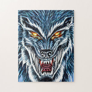Winter Werewolf Fantasy Dark horror art   Jigsaw Puzzle