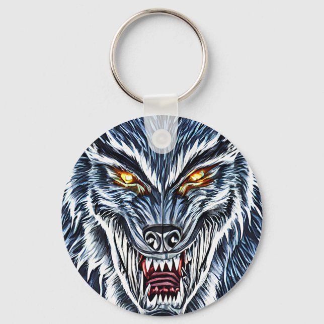 Winter Werewolf Fantasy Dark horror art  Key Ring (Front)