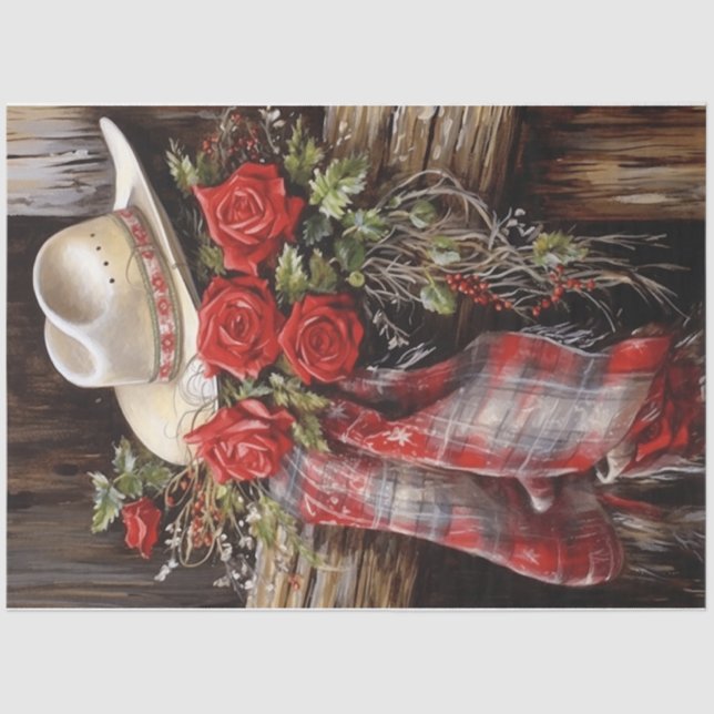 Winter Western Hat Tissue Paper (Front)