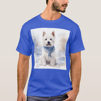 Winter Westie Background By Fine Fluffy Friends fa T-Shirt