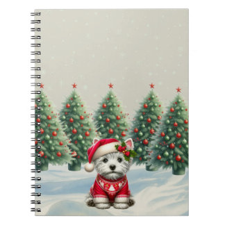 Winter Westie in Hat Christmas Notebook