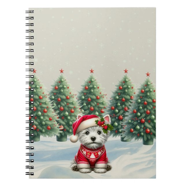 Winter Westie in Hat Christmas Notebook (Front)