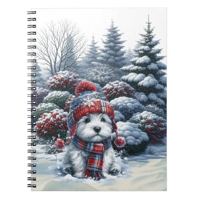 Winter Westie in Hat Notebook (Front)