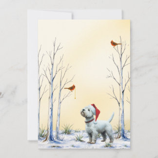 Winter Westie in Hat with Cardinals Christmas Card