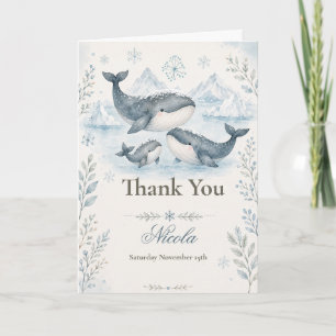 Winter Whale Baby Shower Thank You Card