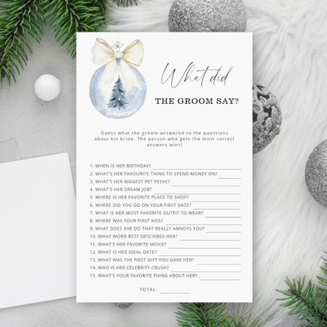 Winter What did the groom say bridal game (Creator Uploaded)