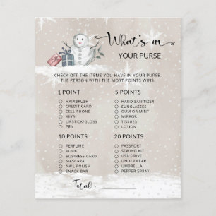 Winter What's in your purse baby shower game