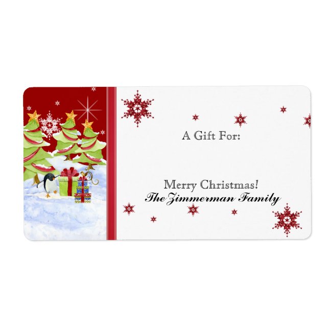 Winter Whimsy Cute Penguin Babies in Snow Star (Front)