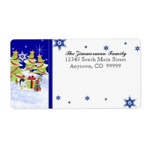 Winter Whimsy Cute Penguin Babies in Snow Star