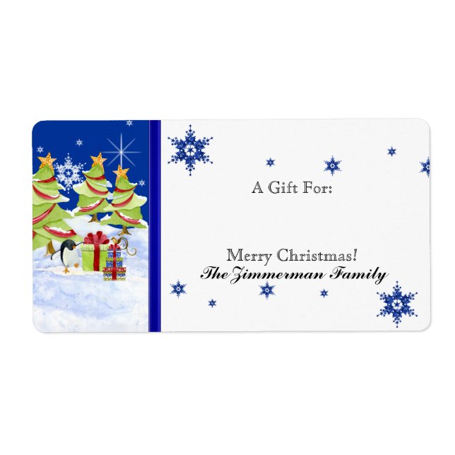 Winter Whimsy Cute Penguin Babies in Snow Star (Front)