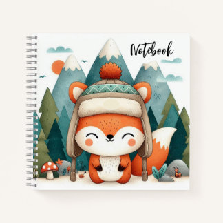  Winter Whimsy – Fox in a Fluffy Hat Notebook