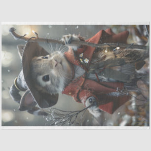 Winter Whiskers Christmas Mouse Decoupage Tissue Paper
