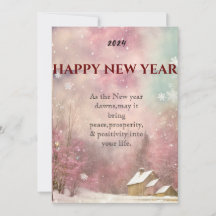 "Winter Whispers: Snowy New Year's Greeting Card"