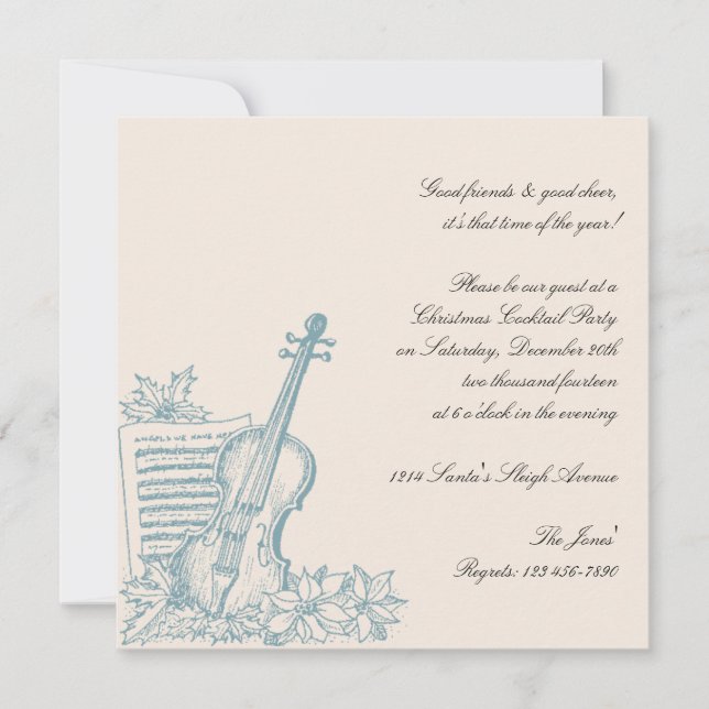 Winter White and Blue Music Christmas Party Invitation (Front)