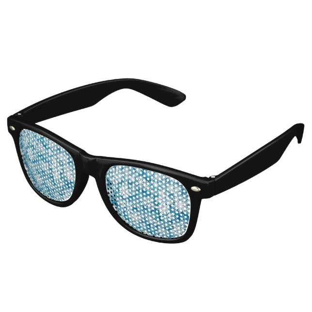 WINTER WHITE AND BLUE RETRO SUNGLASSES (Angled)